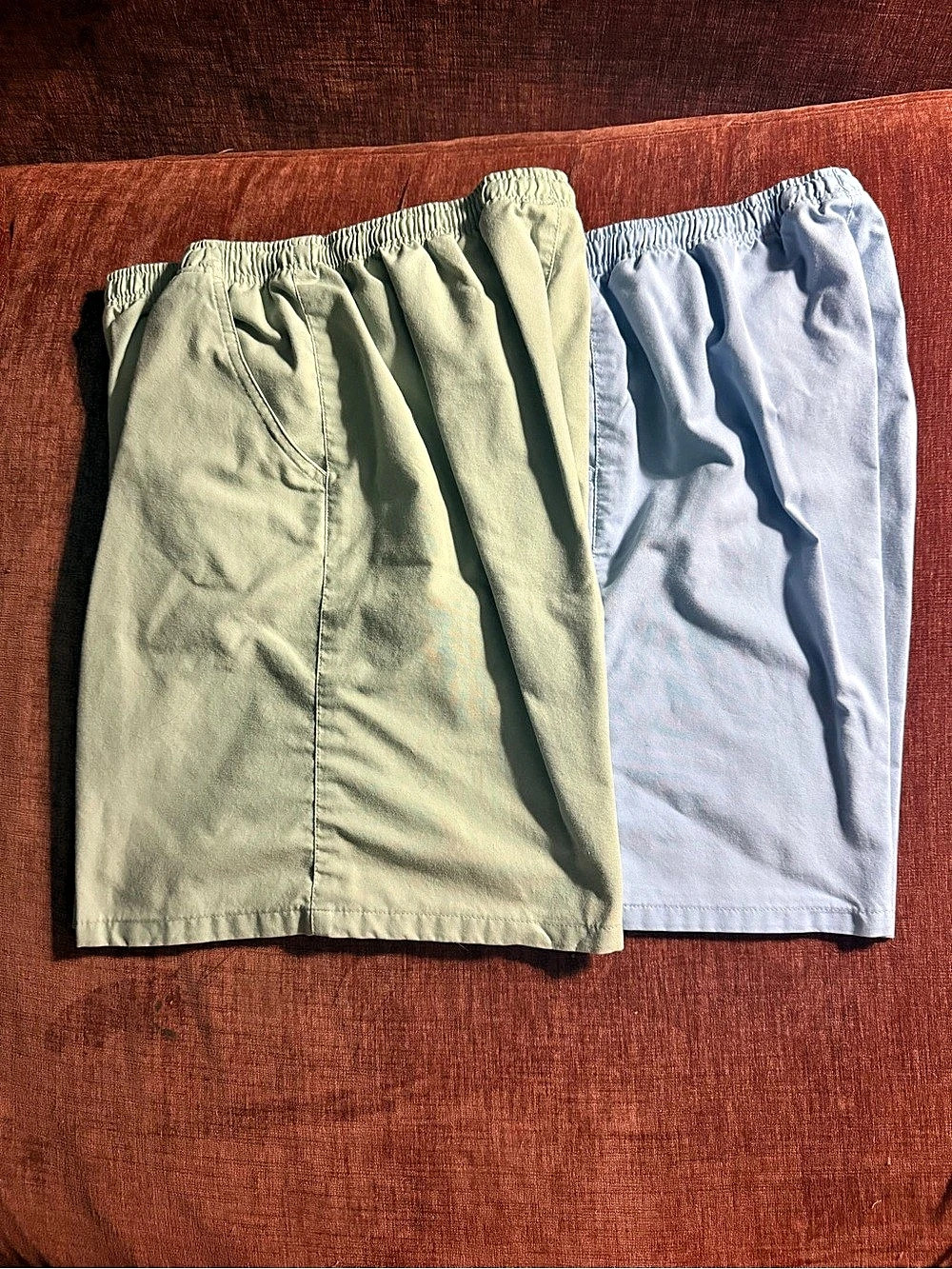 Women’s Cotton Shorts 2-Pair Set Green & Blue Like New